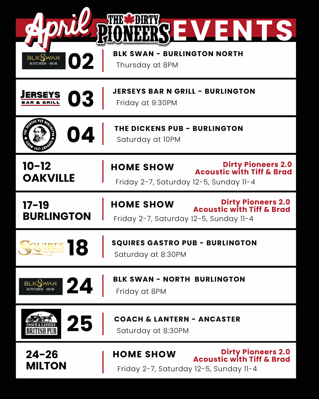 Dirty Pioneers Show April 2026